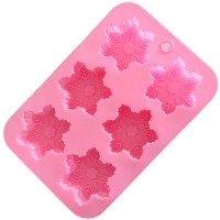 Wholesale Customized Cavity Food Grade Safely Snowflake Shaped Candy Chocolate Cake Baking Silicone Ice Mold Whiskey