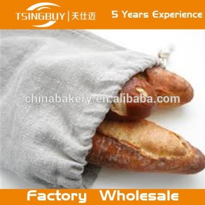 100% Pure Reusable Rustic Custom Printed Linen Cotton Fabric Bread Bags with customized size and logo